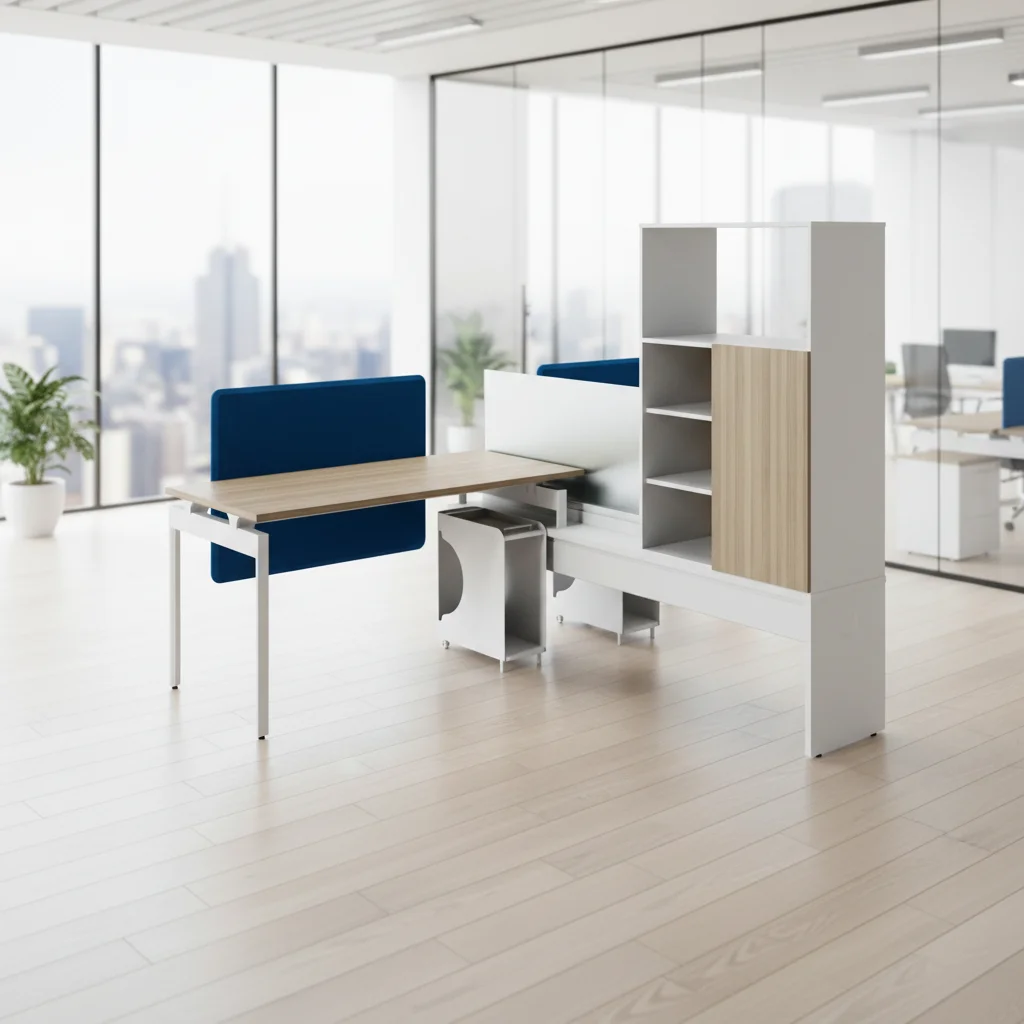 Basic Open Office Desk Wood Frame Foldable Durable Professional Setup Business Workstation Ergonomic Design Modern Office Desks 4