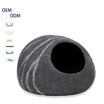 Lynpet Custom Premium Felt Cat Bed Cave Handmade 100% Natural Wool Bed for Cats and Kittens For Indoor Cozy Hideaway Amazon