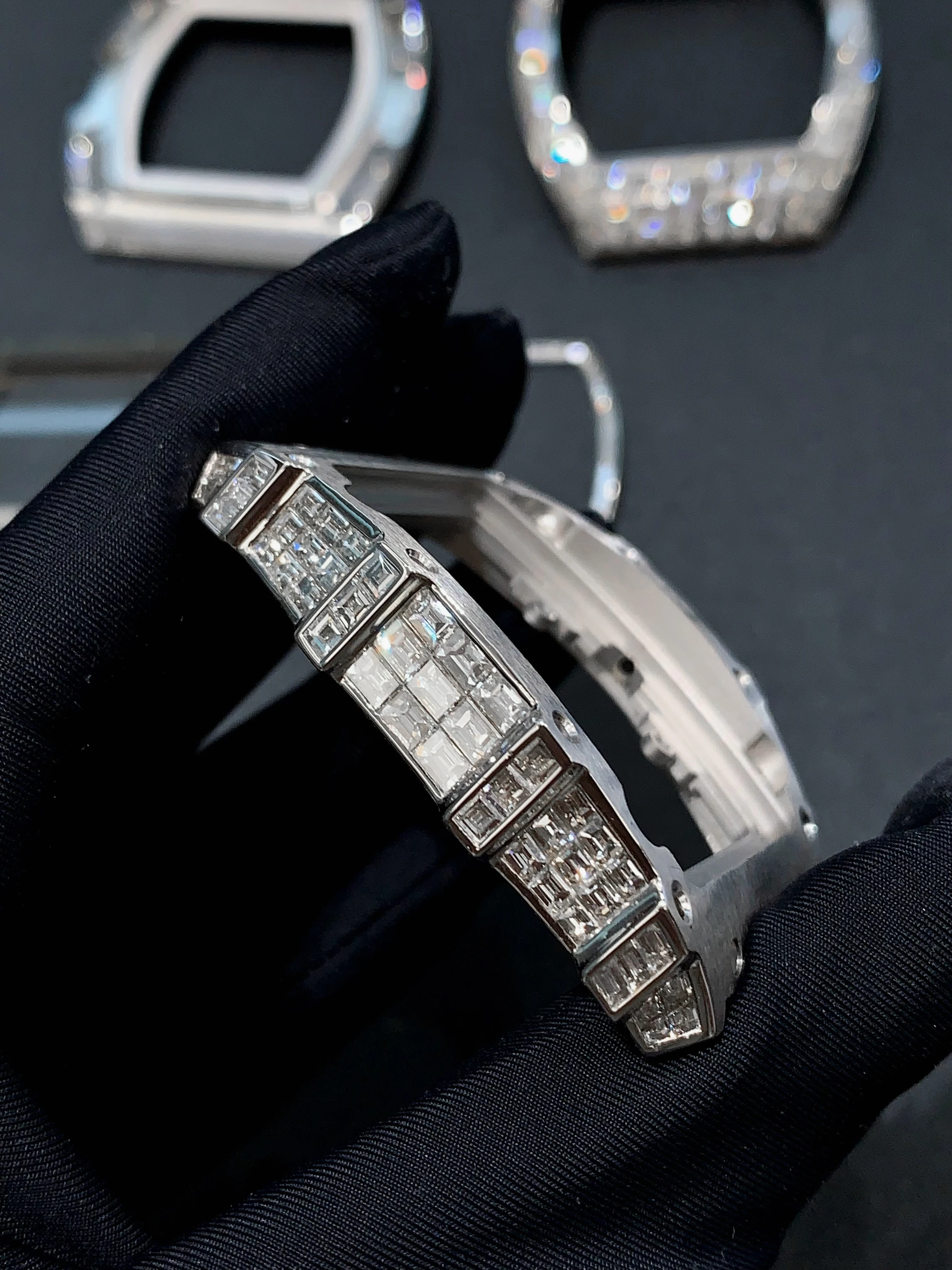 18k White Gold Natural Diamonds Watch Case 40mm Customizable Automatic ...