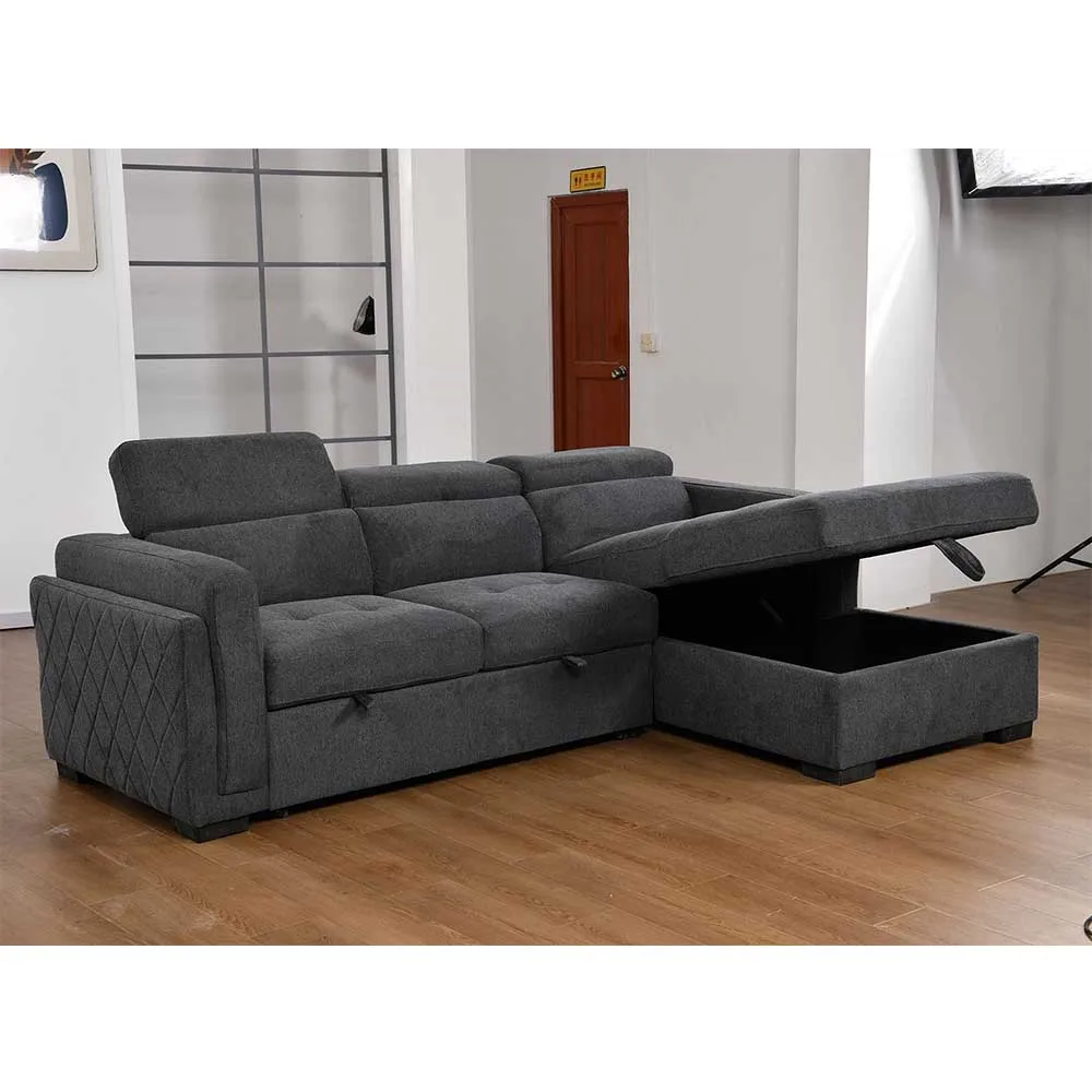 Factory Direct Selling  Chenille Fabric Sofa Bed  Carbon Gray Belt Storage Can Be Customized Sofa Set