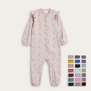 Baby Jumpsuit Pure Cotton Clothes Autumn Long Sleeved Crawling Newborn Clothes Flower Elastic Cuffs Baby Clothing