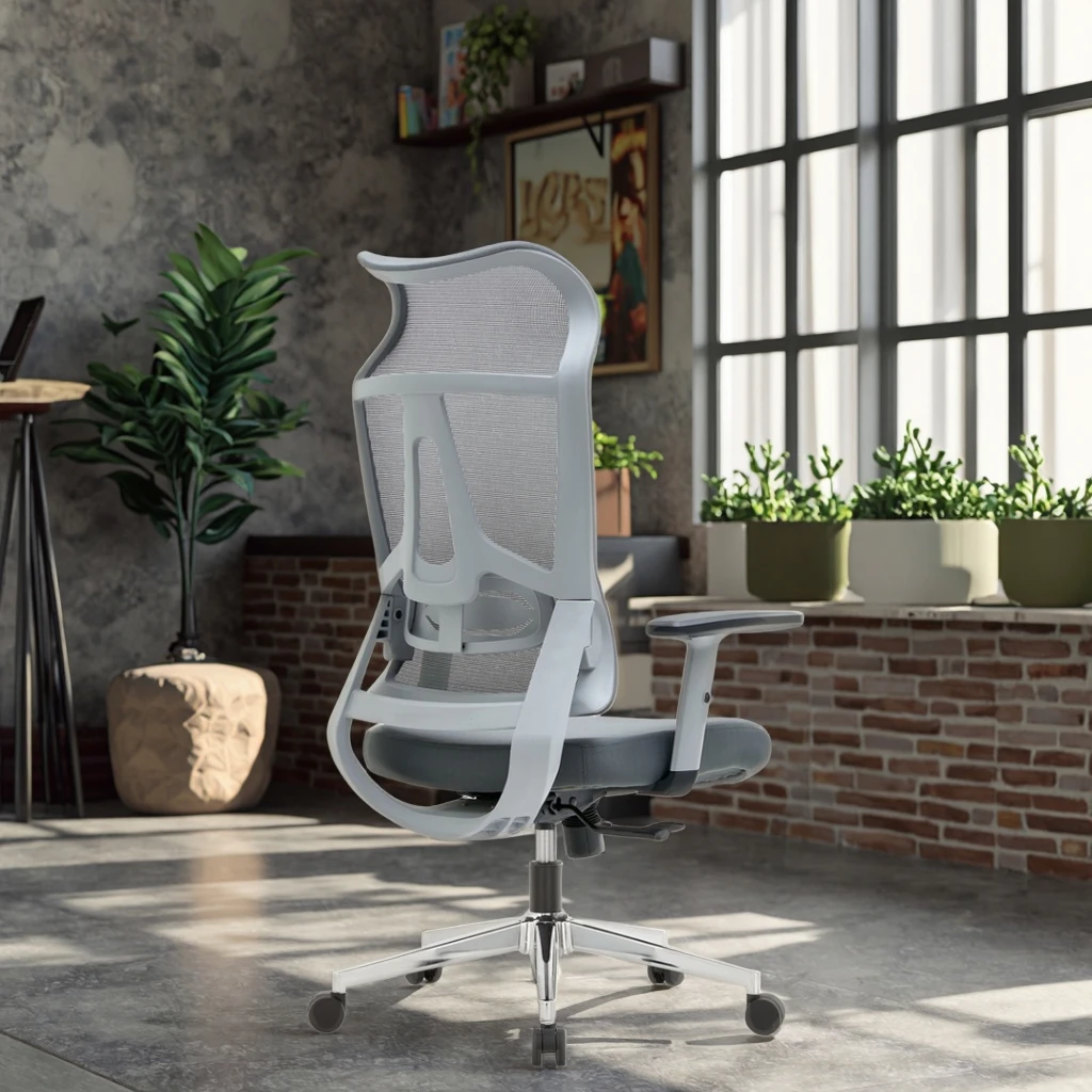 Luxury Conference Executive Ergonomic Mesh PU Office Chairs Modern Design Multi-Function Fixed Armrest Synchronous Tilt 4