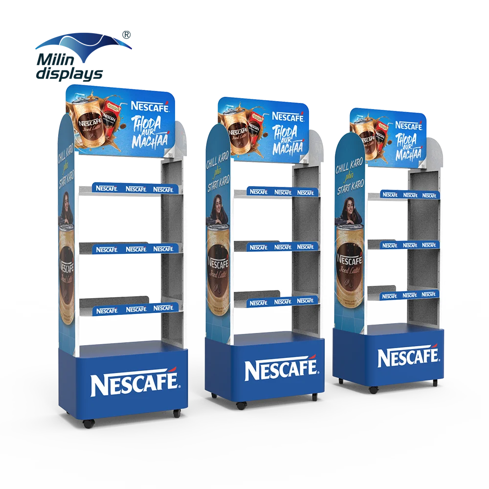Custom Logo Print Small Goods Book Snack Chip Shelves Supermarket Shelf Advertise Display Rack Supermarket Shelves Display Stand