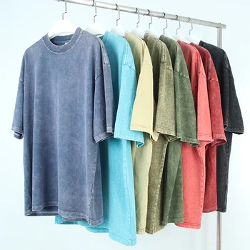 High Quality Washed Vintage Blank Tshirt Plain Cotton Vintage Oversized ...