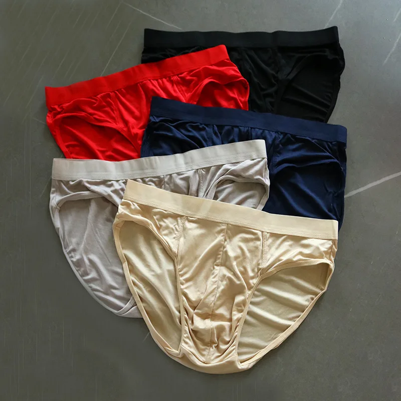 Tang Men Pure Silk Thin Cozy Briefs Underwear 5 Color Man Breathable