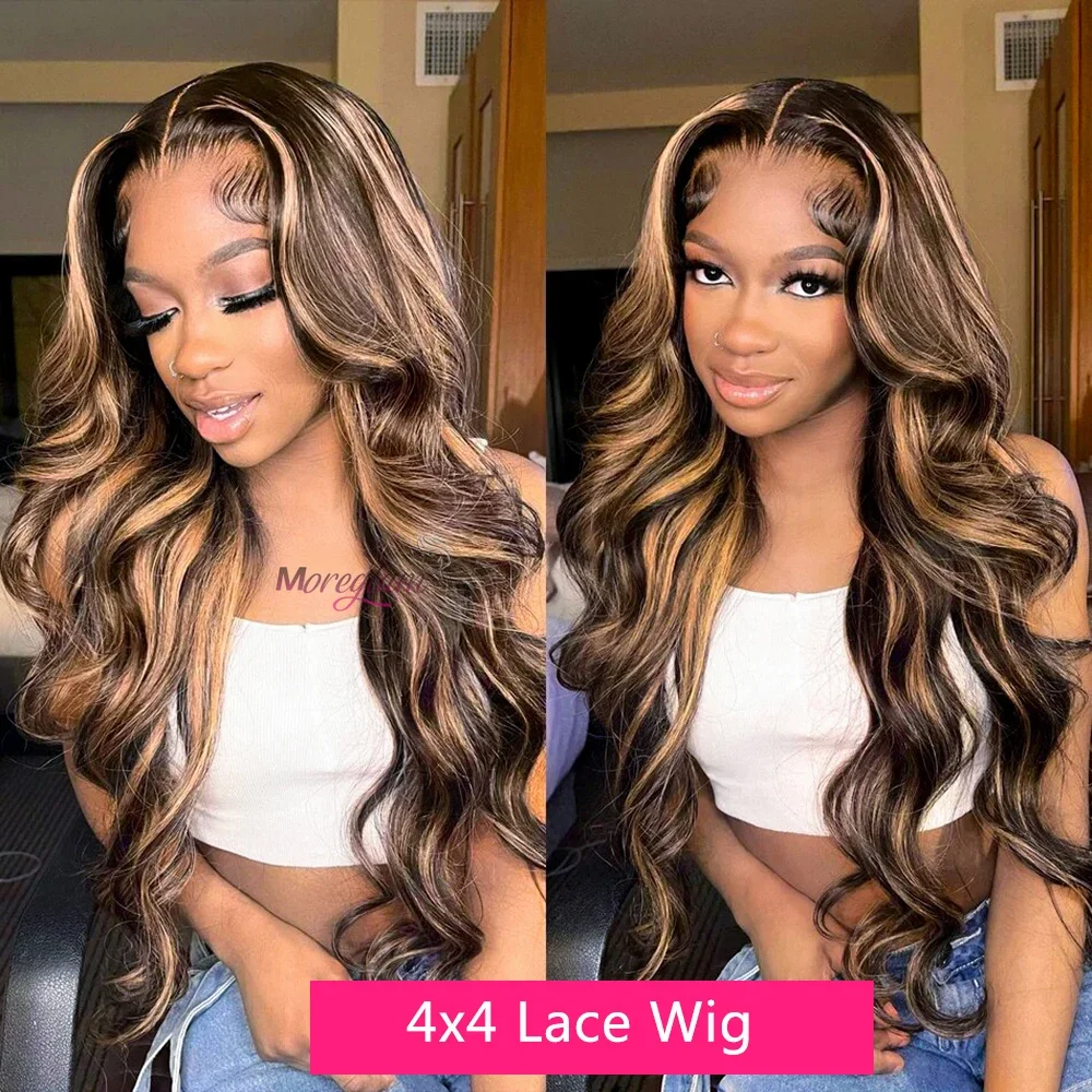 Blonde Highlight Lace Frontal Wigs for Black Women 180% Density Body Wave Malaysian Remy Human Hair_voghion.com