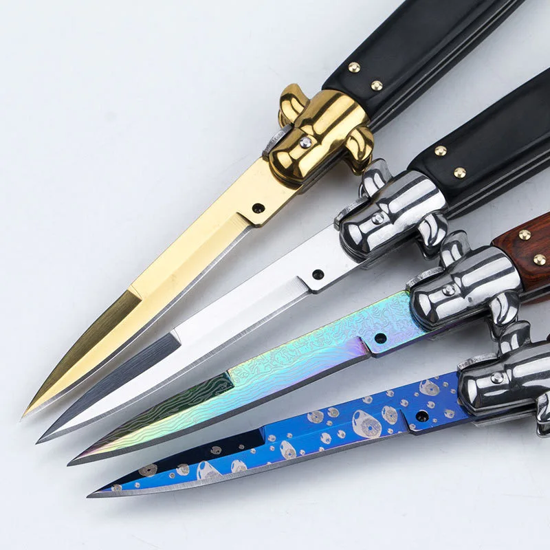 Hongrui Italian Style Single Edge Pocket Knife Stainless Steel Tactical Folding Multi Tools Outdoor Camping Hunting 440 Blade