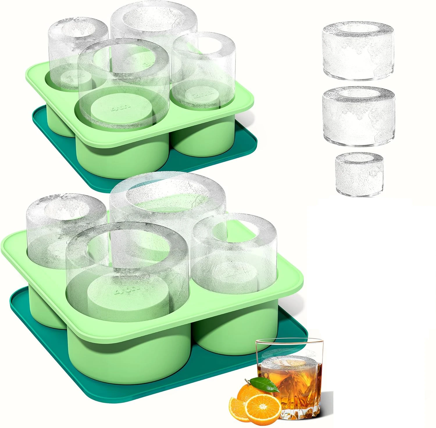 Easy Release Silicone Reusable Large Ice Cube Trays with Lid for Freezer Ice Cube Tray for Stainless Steel Insulated Cup