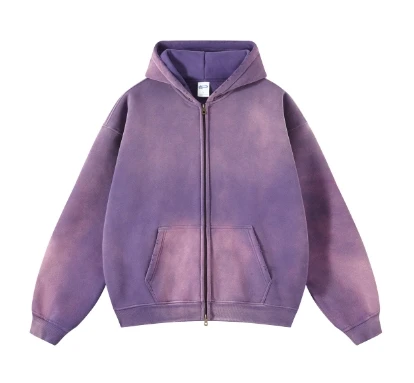 Vintage Cotton Hoodie Men Distressed Washed Oversized Heavyweight Women Plain Color Casual Autumn Fall Winter