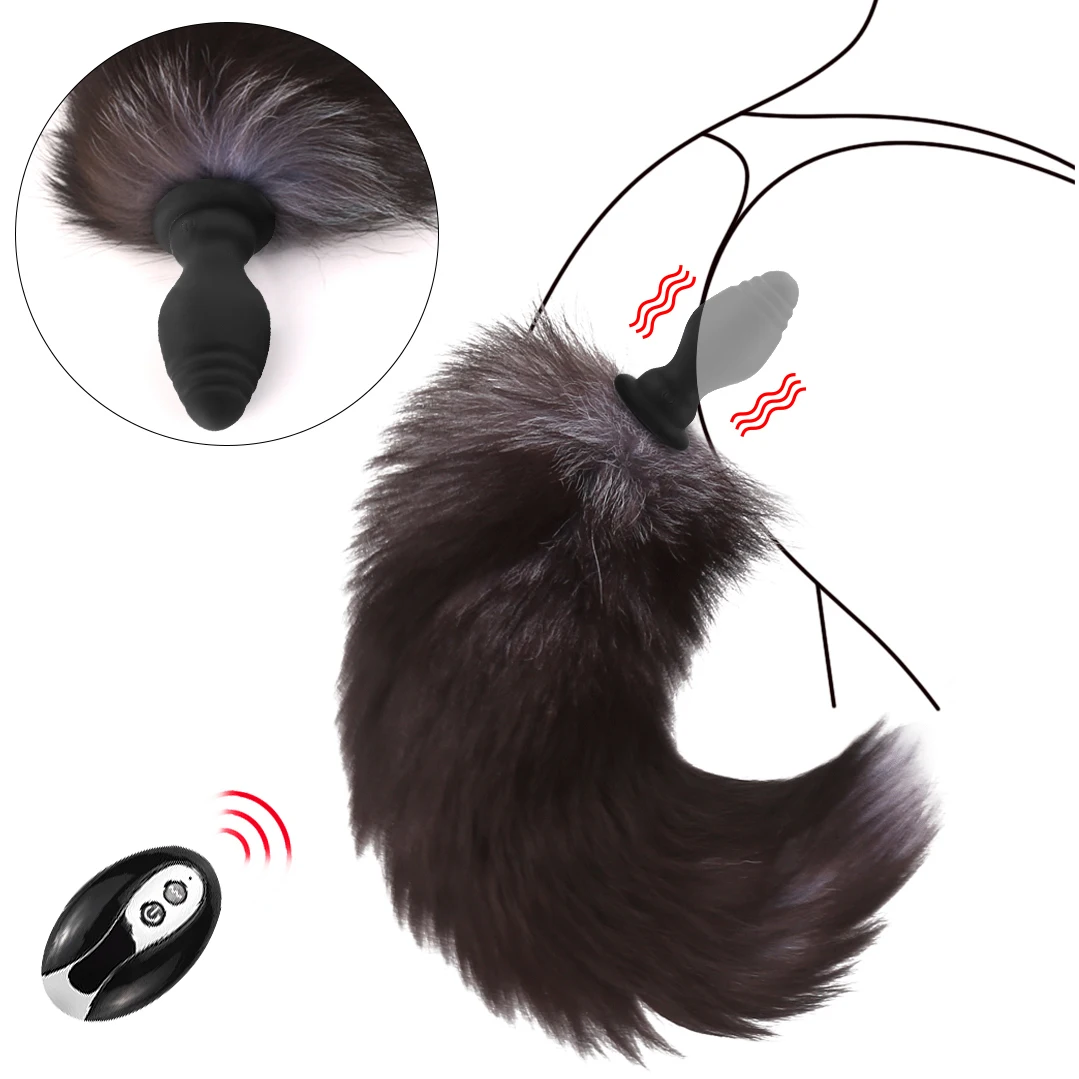 Fox Tail Anal Plug Vibration Silicone Remote Control Cosplay Bdsm Dog Tail Vibrating Anal Butt Plug