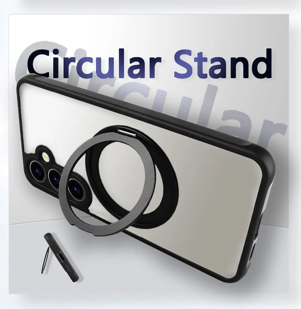 Phone Case Holder For Samsung S24 Ultra Tpu Pc Rotating Ring Stand Anti Drop Proof Covers Soft Camera Lens Protection Sjk340 supplier