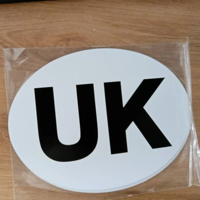 thumbnail image 2 of Blackspur Magnetic UK Oval Car Sticker Badge – 1/2/4 Pack, White Vinyl For Europe Travel 2 of 6
