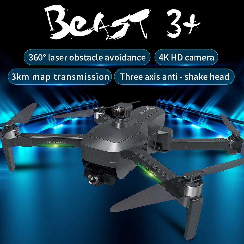 SG906 MAX1 Beast 3 + 3KM GPS Дрон 4K UHD 3 Axis Gimbal автоматическое Предотвращение препятствий 5G WIFI FPV 30mins Летающий Дрон