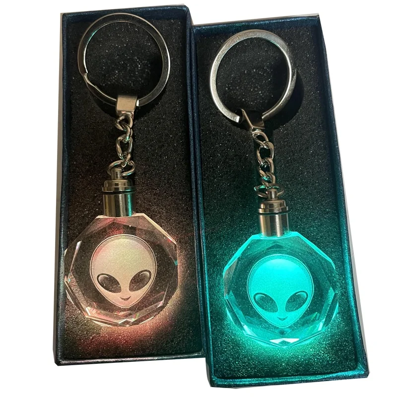 Custom Alien Head Keychain with Light Christmas Ornaments