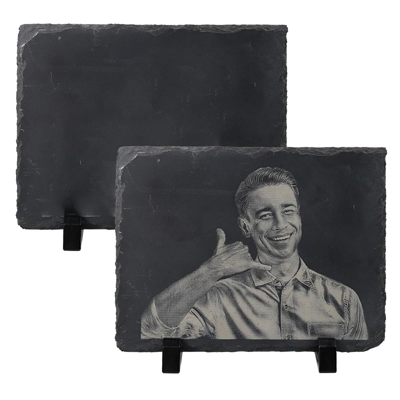 Custom Shape Engraveable Cutting Slate Board Laser Engraving Blanks Black Rock Slate for Engraving Gift coaster