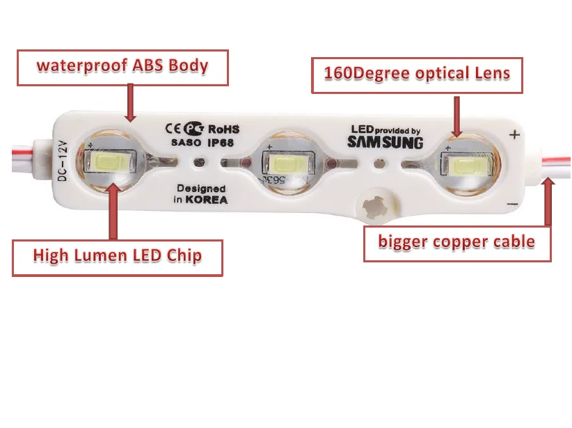 Economical custom design  ultrasonic injection DC 12V  2835 smd 3 led light led module light
