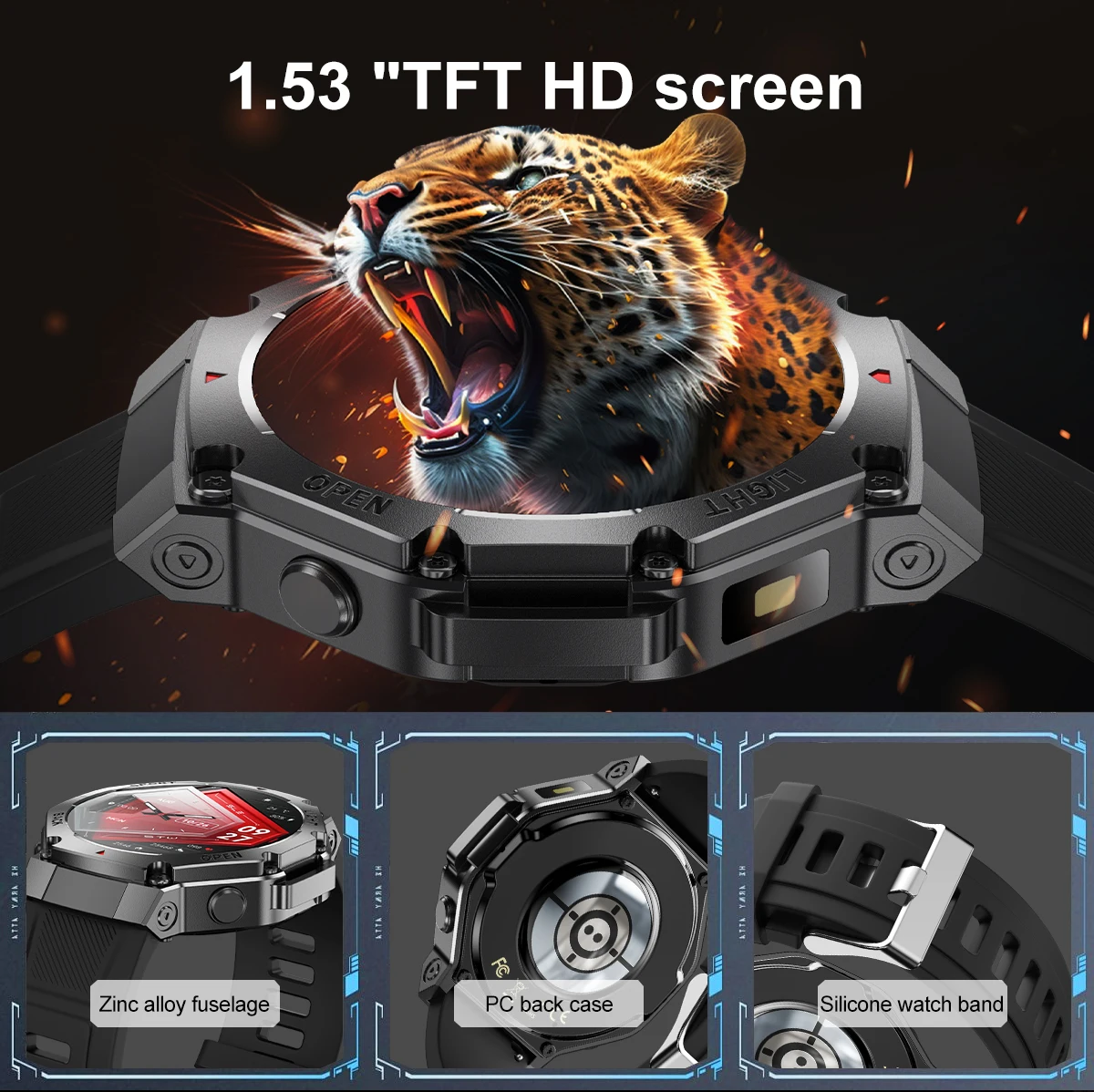 Chinese factory supplier supply  Tr3 Max Flashlight Smart Watch 2025 Bt Call 410mah Heart Rate Blood Oxygen Ip67 Waterproof Outdoor Sports Smart Watch For Men - Buy Flashlight Smart Watch Smart Watch 2025 outdoor Sports Smart Watch smart Watch For Men