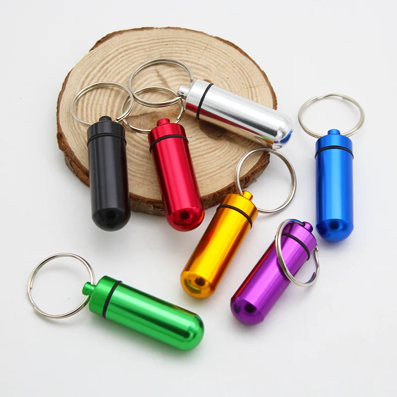 Mini Waterproof Small Medicine Jar First Aid Pill Outdoor Medicine Bottle Aluminum Alloy Keychain