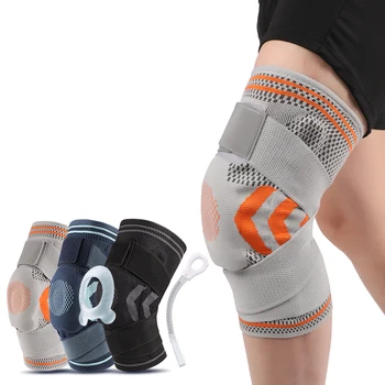 KS-2199#Sports Thick Protective Compression Support Knee Sleeves Brace with Silicone Pad