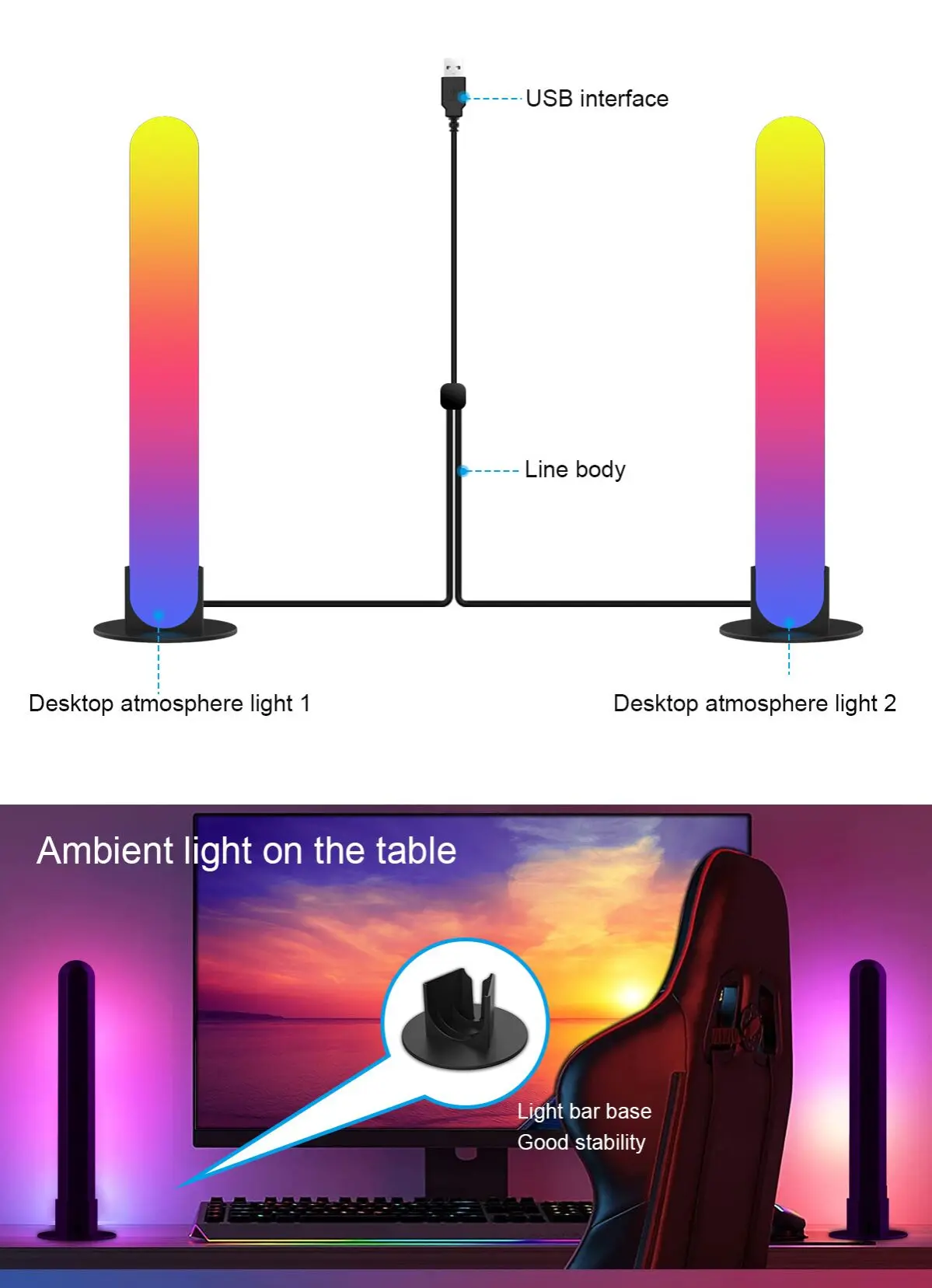 product hot sale smart tv backlight gaming app control wireless sound activated rgb light bar-39