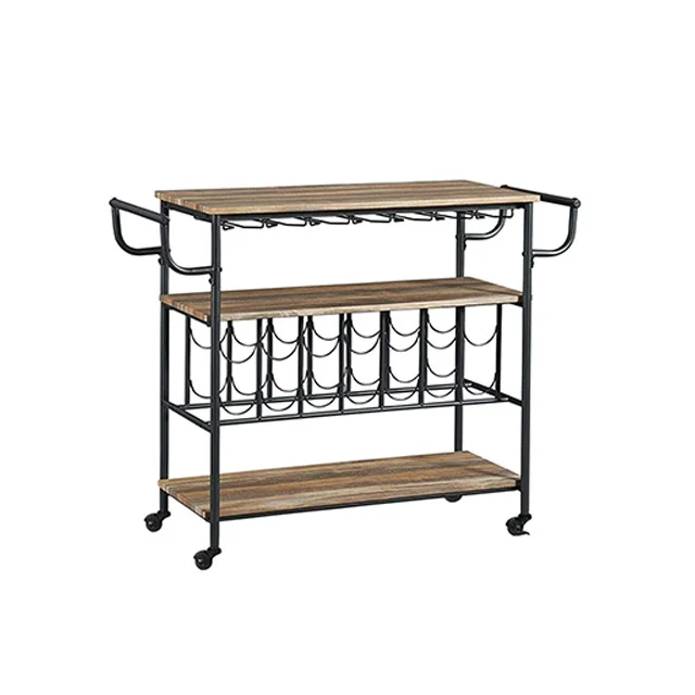 Modern Bar Cart Wine Rack With Glass Holder,Mobile Wine Carts With