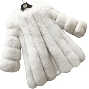 Faux Fur Coat Women  New Autumn-winter Fox Fur Medium Length Faux Fur Coat in Stock