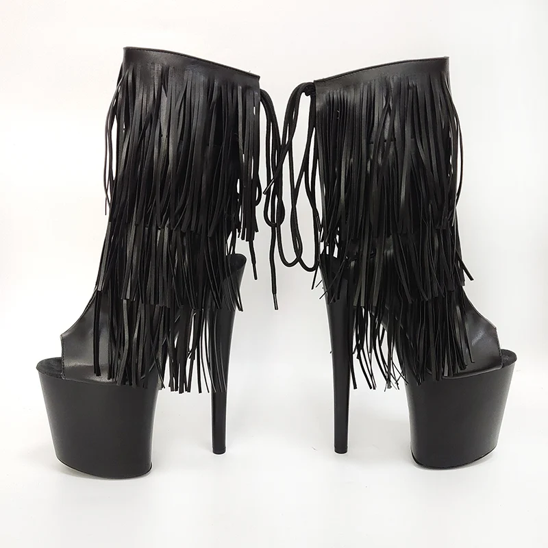 nianzheni C-251 Fringe Peep Toe Heels, 20cm Platform
