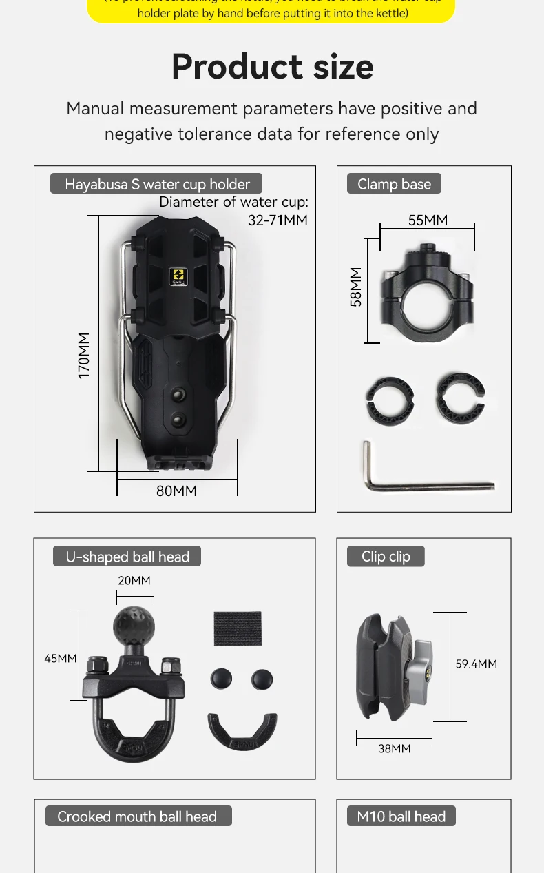 product smnu water bottle holder with mirror seat or handlebar mount cup holder for motorcycle mountain bike-10