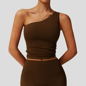High Quality Lightweight Yoga Vest New Arrival Oblique Single Shoulder Quick-Drying Active Wear Tank Top for Sports & Running