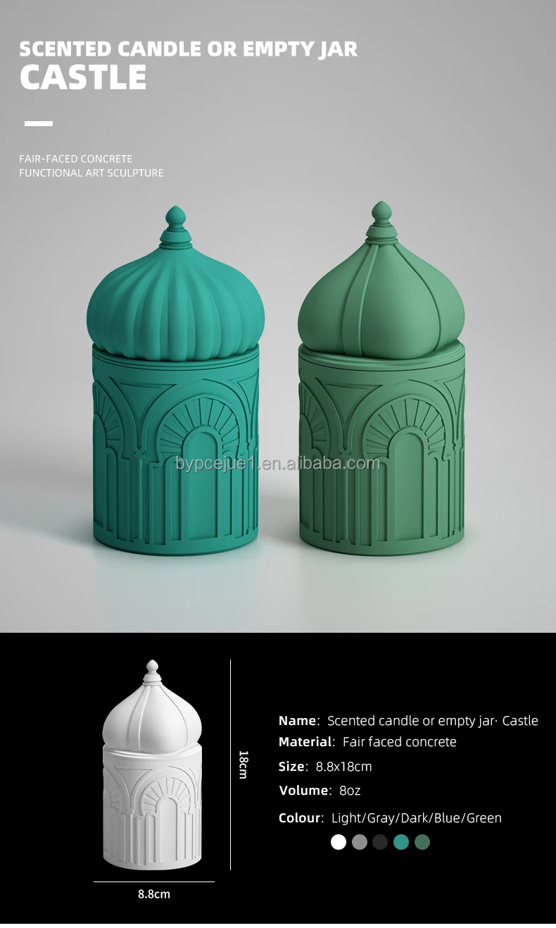 Islamic Style Concrete Candle Jars - Custom Luxury Vessels