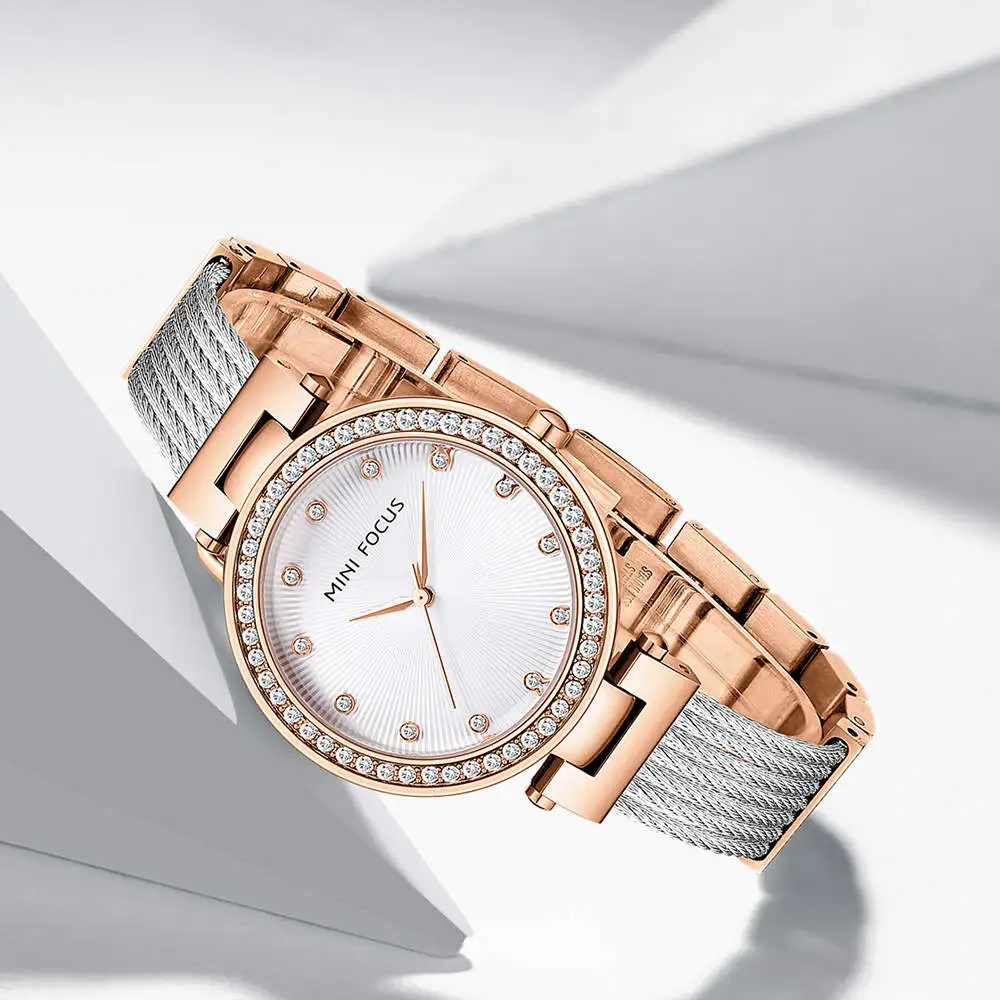 MINI FOCUS MF 0423L Casual Quartz Watches Set for Women Diamond Waterproof Fashion Brand Watch Luxury Women