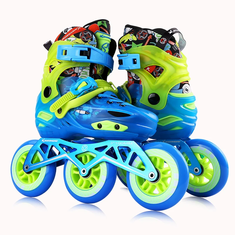 Adjustable Wheel Slalom Inline Skates with Helmets Gear