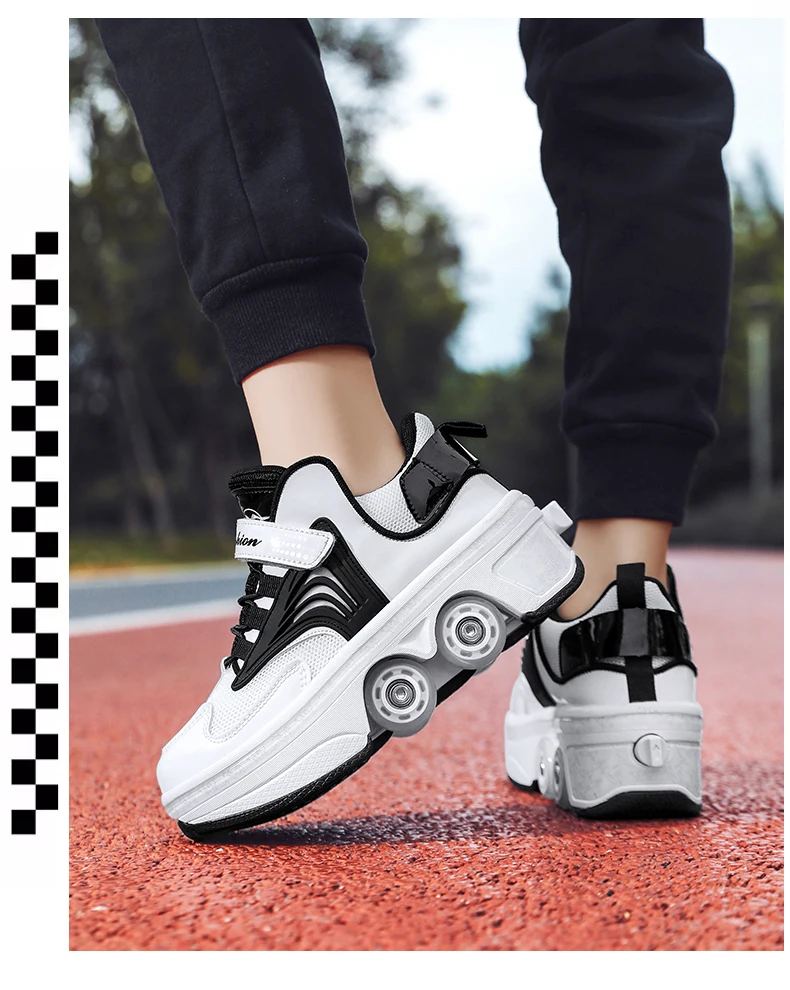 Retractable Roller Skate Shoes With Four Wheels For Adults Children
