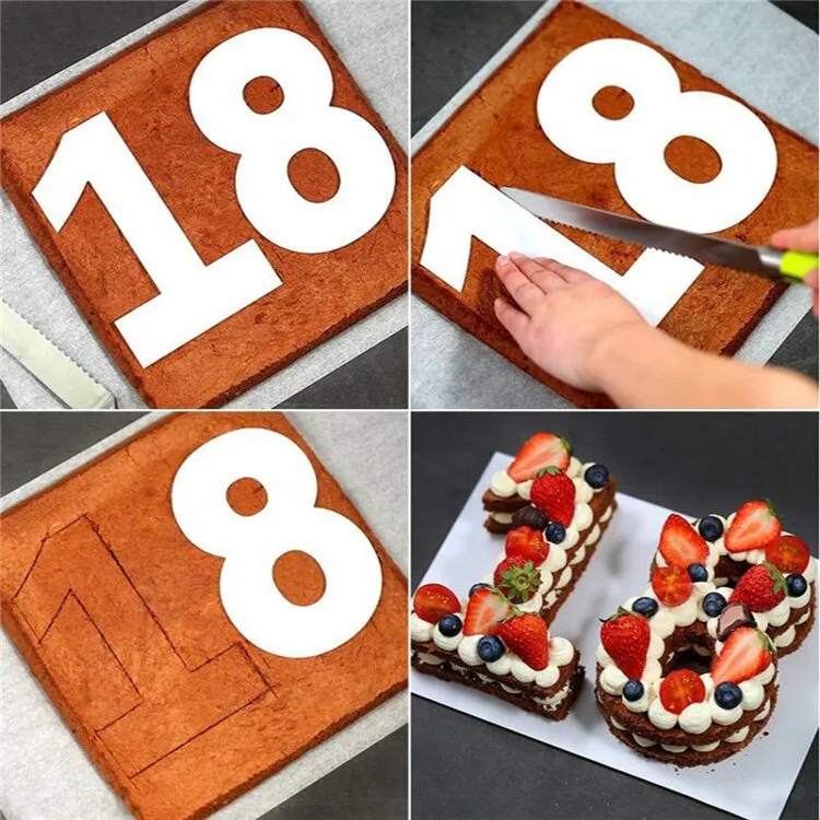 CAQIKRIG 0-9 Number Cake Stencils Flat Plastic Templates Cutting Number Mold 10 Inch Numerical Stencils for DIY Numbers Cakes/Cookies 