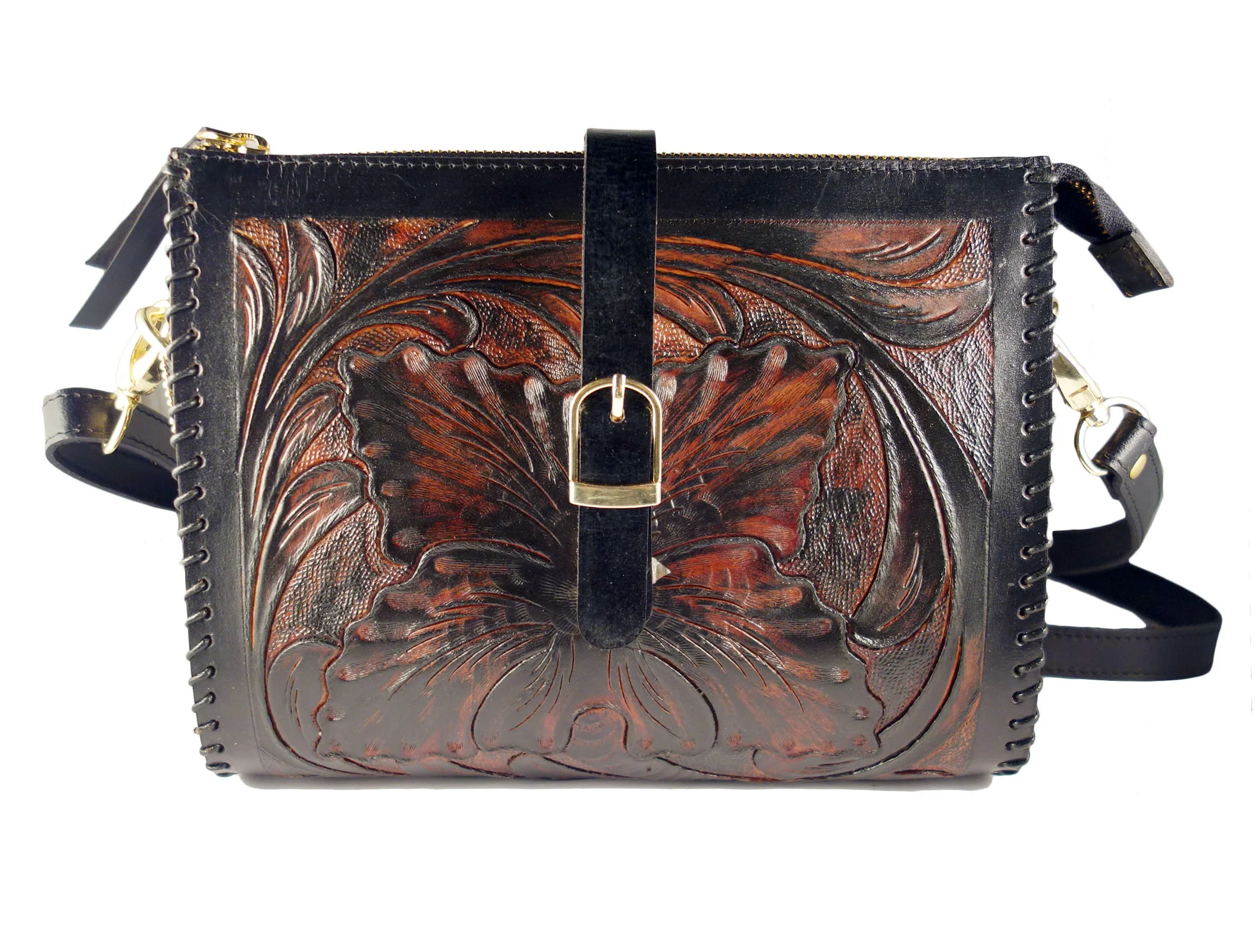 Western Leather Crossbody Bags For Women Sling Handtooled Floral