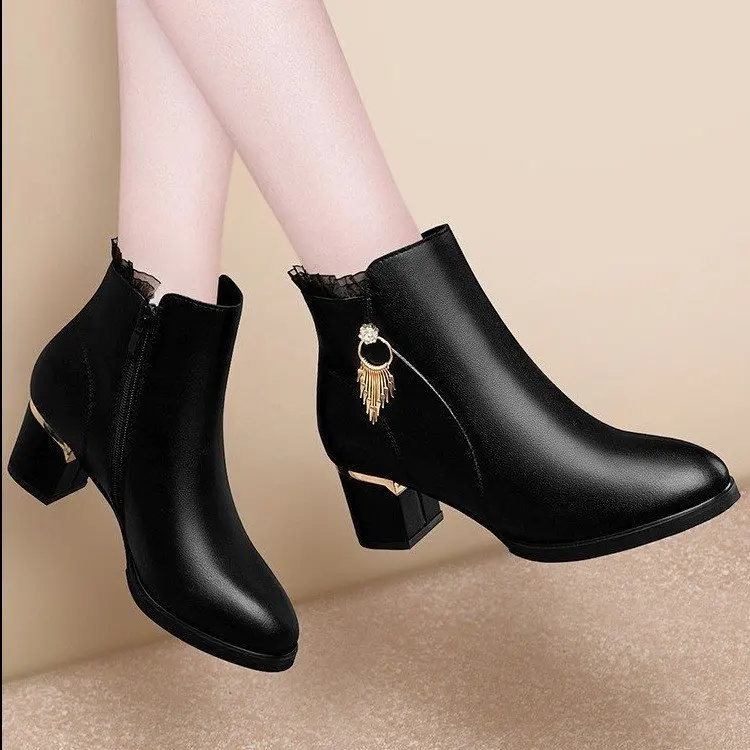 Trending Middle Heel With Velvet Warm High Heels Boots 2022 Martens ...