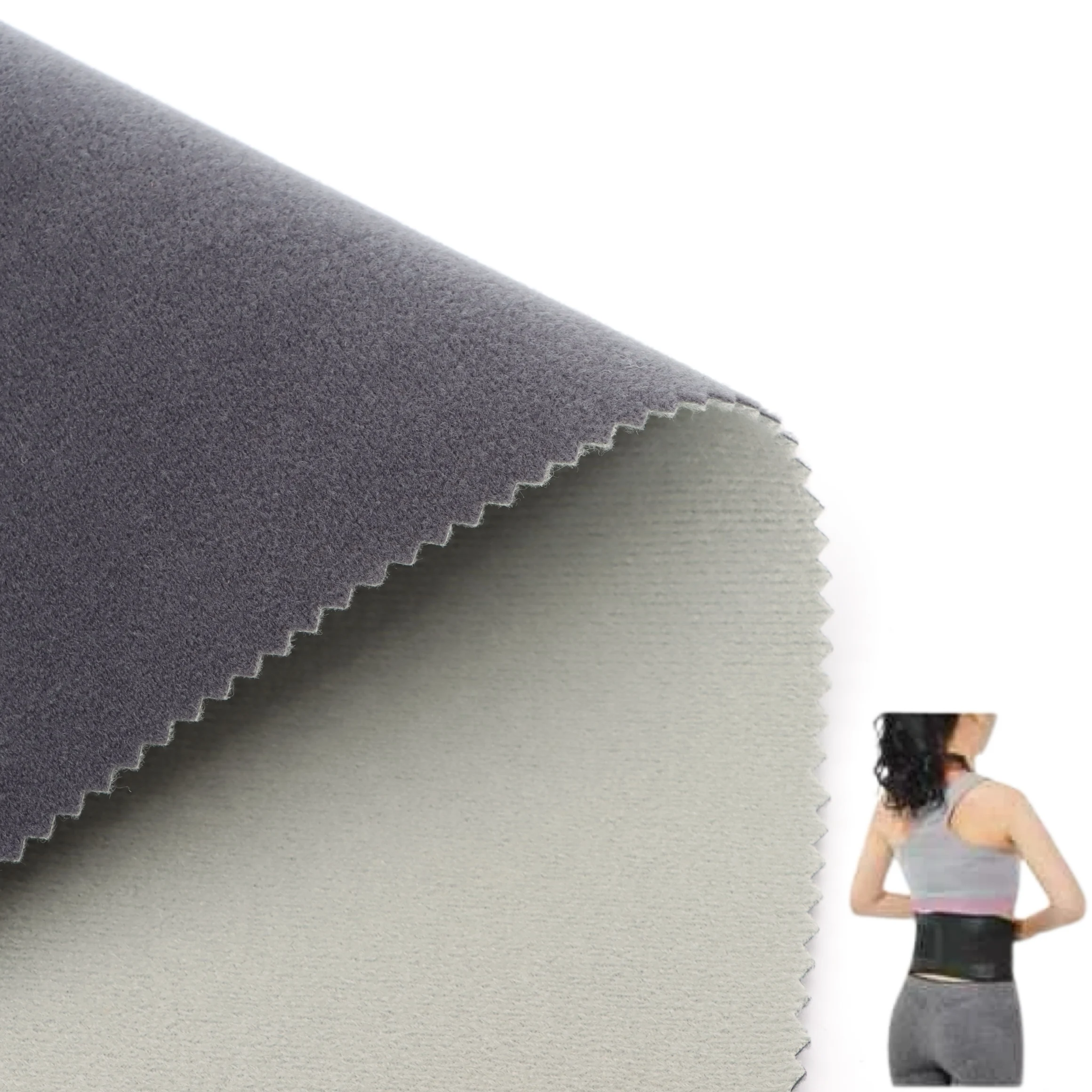 Eko-przyjazna Nylonowa Pluszowa Dwustronna Laminowana Tkanina z PCV Nadaje się do Sportowych Opasek Ochronnych na Pas/Ortopedycznych Wsparć Medycznych