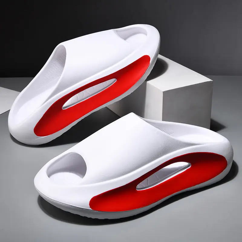 Slippers feel like stepping on feces, beach slippers, couples, casual outerwear, thick soles, trendy men's sandals