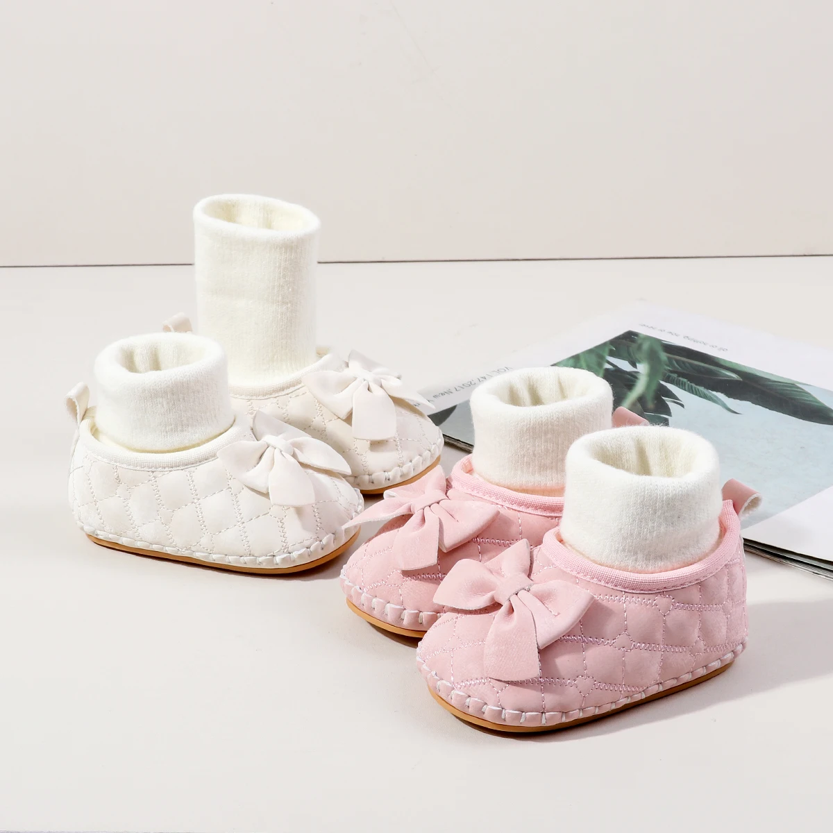 New Arrival Beautiful Bowknot Designs Baby Socks Shoes for Girls