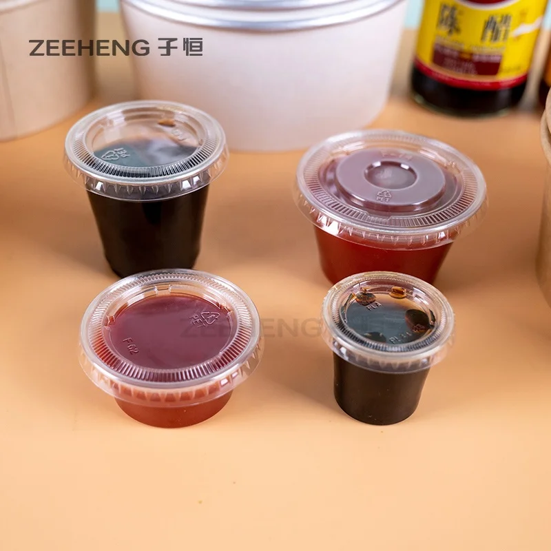 2oz PET Portion Cup Disposable Plastic Dipping Sauce Cup With Lid