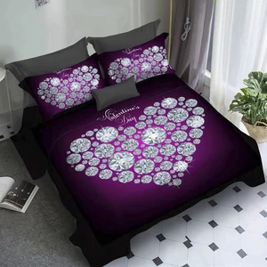 Shiny Diamond Design Duvet Cover 100% Microfiber Warm Bed Sheets Red Bedding Set 3D Digital Print Bedsheets