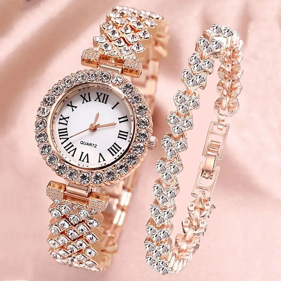 Orologio vintage al quarzo da donna 5 pezzi. Orologio da polso al