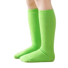 Fashion Double Cylinder No Heel Candy Colorful Rib Plain Long Crew Custom Cotton Children Girl Slouch Socks for Kids