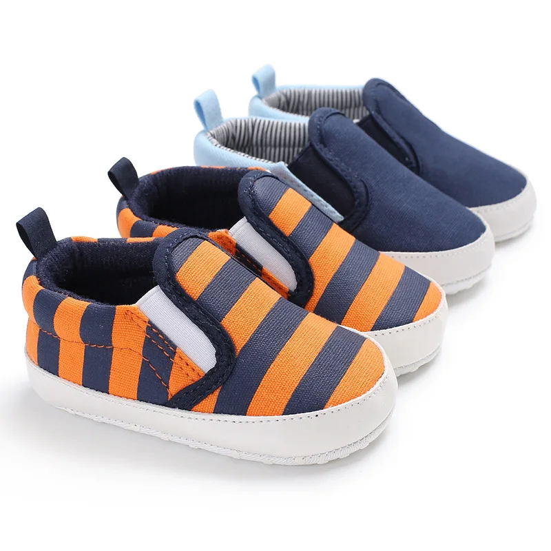 Popular striped slip-on canvas material casual baby shoes baby walking shoes