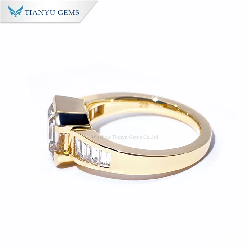 Tianyu Custom Design Jewelry Solid 10K 14K Asscher Cut Gold Real CVD Lab Grown Diamond Wedding 18K Engagement Rings for Women