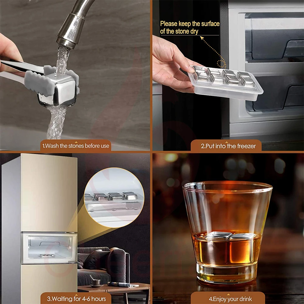 Small Order Gold Stainless Steel  Ice Cube Solid Non Melting Ice Cubes Reusable Stainless Ice Cubes Whiskey Stone