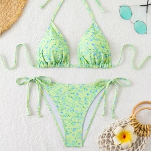 New Hot Sexy Multi-color Triangle Bag Strap Halter Women High Waist Logo Russia European Style Bikini