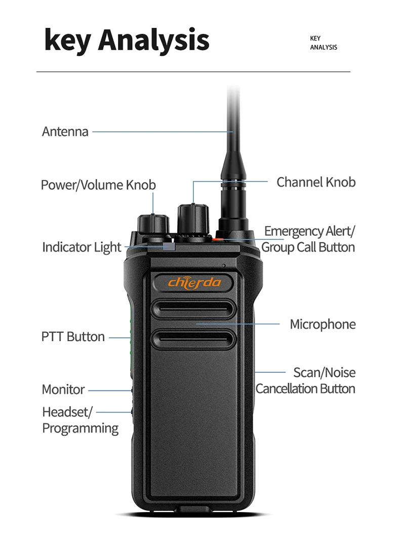 Chierda TC368 Long Range 10w Two Way Walkie Talkie Reduce Noise Handheld Radios for Security bar Outdoors