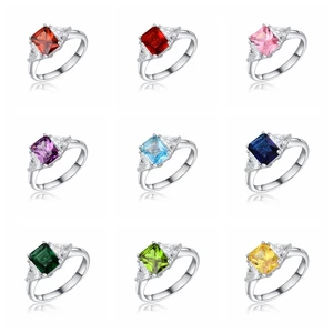 Keiyue Wholesale Custom 925 Sterling Silver Rings New Design Exquisite Simple for Women Daily Wear Red Cubic Zircon Ring