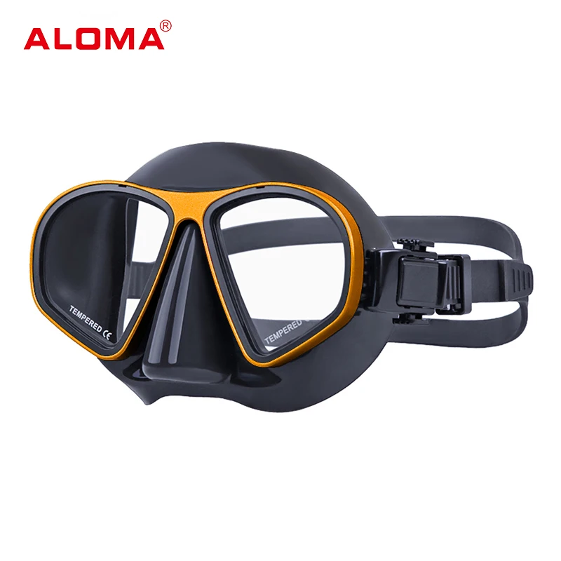 Aloma Professional Aluminium alloy frame Low volume snorkeling diving gear silicone freediving mask
